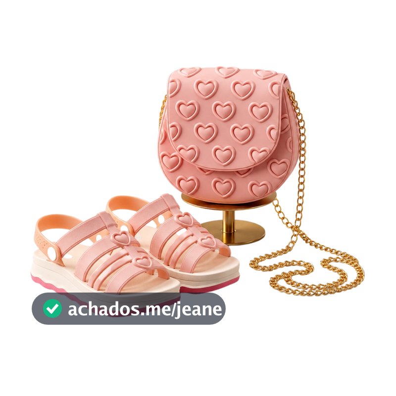 Kit Sandalia Infantil Menina com Bolsa de Coração Elegante