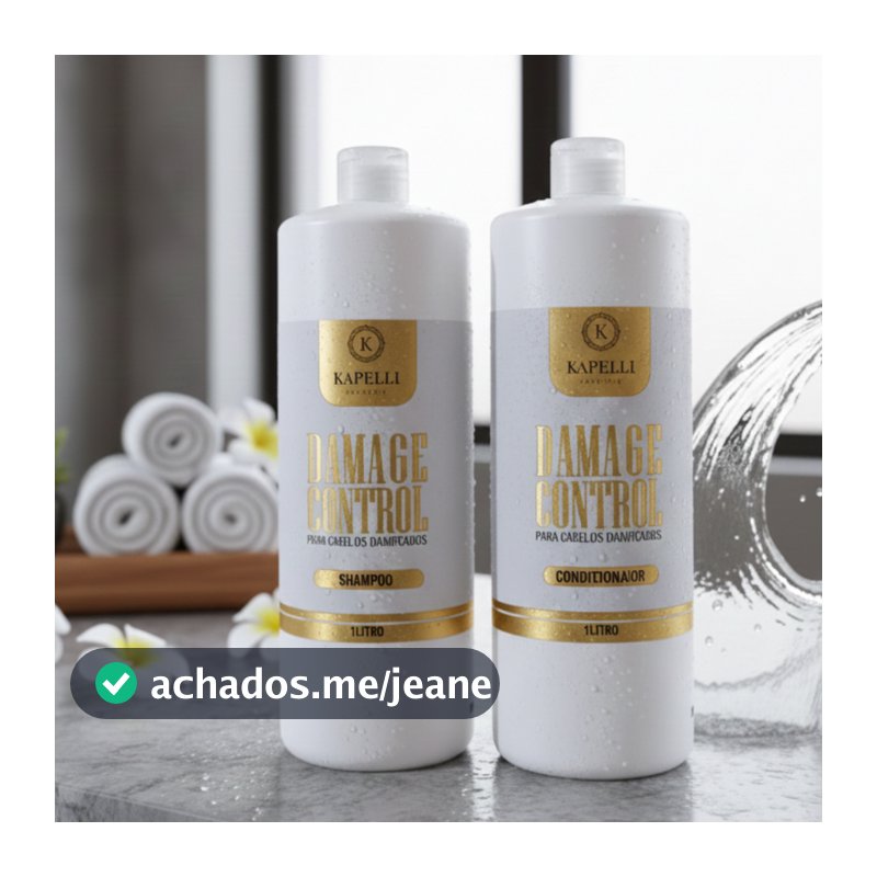 Kit Profissional Salão Damage Control Kapelli Shampoo + Condicionador + Máscara Tratamento para Cabelos Danificados