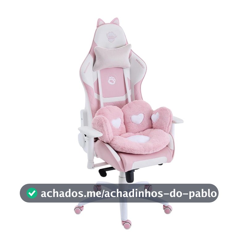 Cadeira Gamer Ninja MewMew Pro Edition, Reclinável, 2D, Rosa e Branco, GN-CH-MPR2DPWL