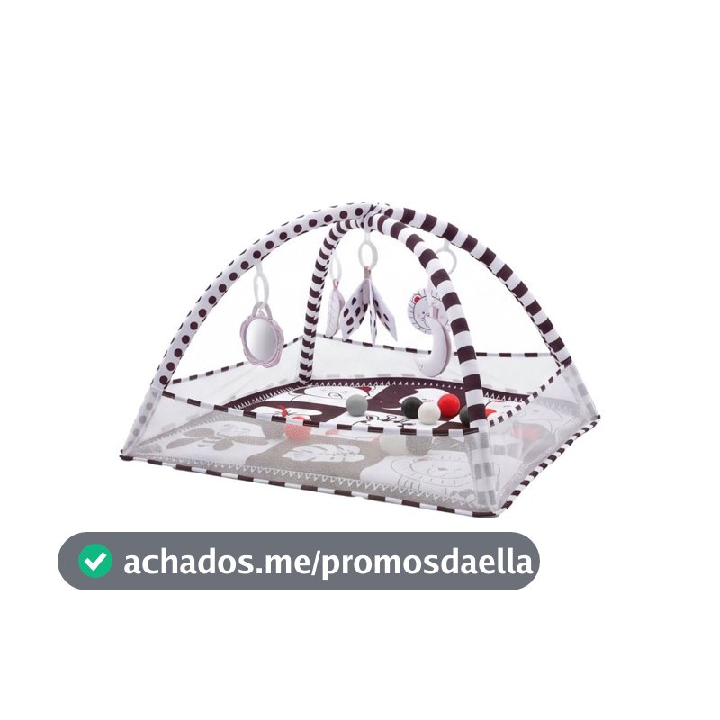 Tapete de Atividades Para Bebê Ginásio Sensorial Piscina de Bolinha Preto e Branco Maxi Baby
