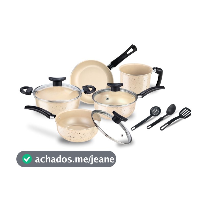 Kit Jogo De Panelas Brasilia 8 Peças Antiaderente Teflon