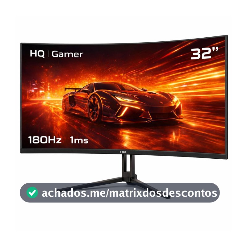 Monitor Gamer HQ Ultra 32" Curvo 1ms, 180Hz, Quad HD (QHD) - 2560x1440, AMD FreeSync, HDMI, DP, HQ32C180