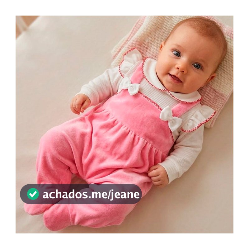 Macacão Longo Bebê Menina Plush com Picueta Sintonia Dani Cores P/M