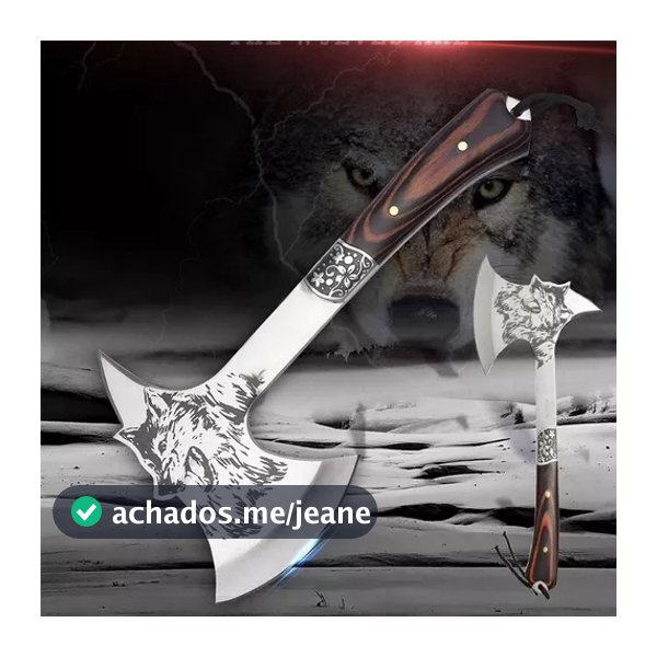 Machado Tático Wolf Cabo Madeira Monobloco Com Bainha Camping Sobrevivência Aço Inox Trilha E Caça