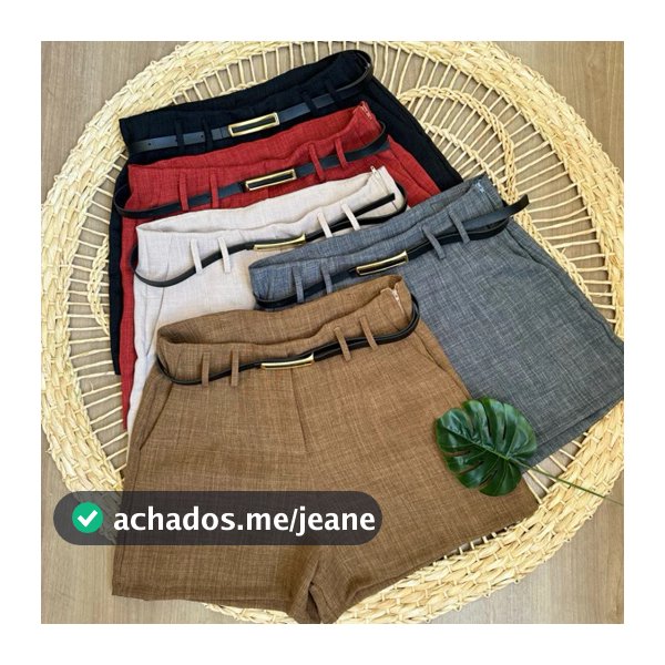 Kit 2 Short Linho Social Feminino Moda Alfaiataria Luxo Elegancia Tendencia Blogueira