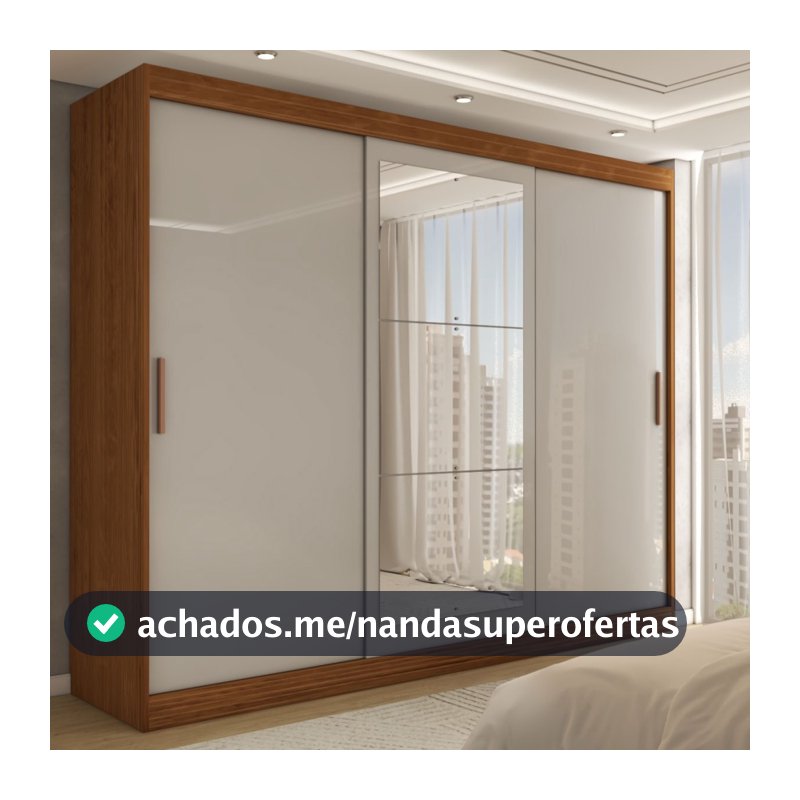 Guarda-Roupa Casal Harvard 3 Portas 2 Gavetas com Espelho 100% Mdf - Panorama Móveis