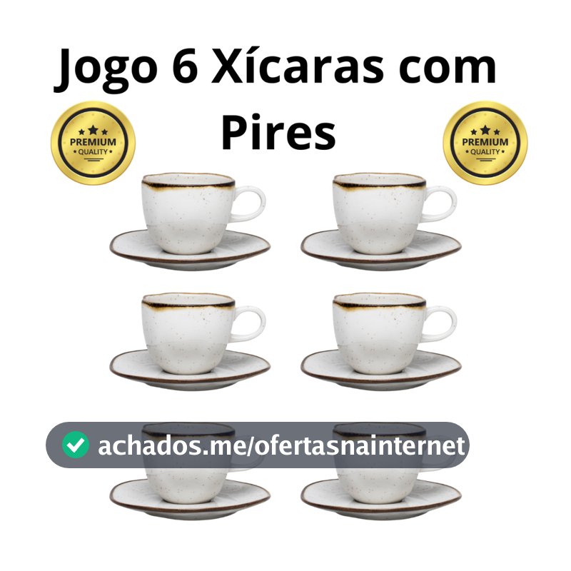Jogo Conjunto 6 Xícaras Chá Café Com Pires Ryo Maresia Areia 220ml Oxford Porcelanas