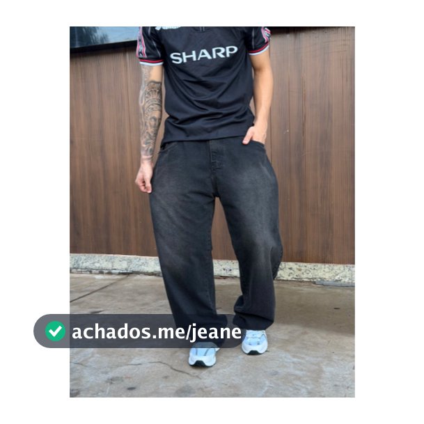 Calça Jeans Baggy Balão Reta Masculina Preta Boca Larga 100% Jeans Bag Sk8 Streetwear Tecido Premium