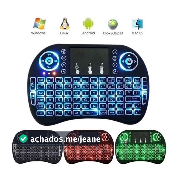 Mini Teclado Com Iluminação Para Smart Tv, Tablet, Xbox360/Ps3 MINI KEY