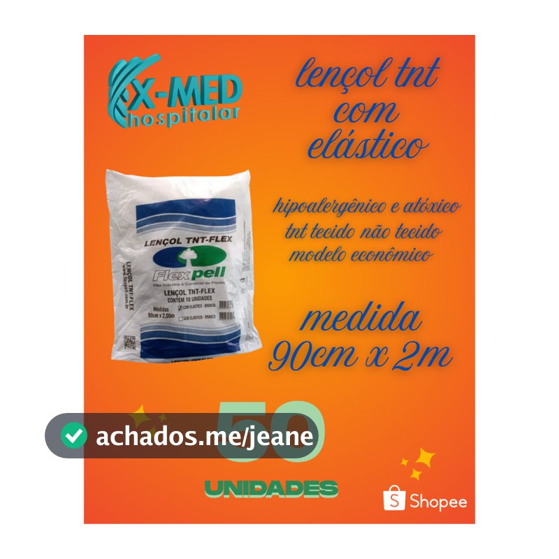 KIT 10 A 50 UN LENÇOL TNT COM ELASTICO 90CM X 2M FLEXPELL