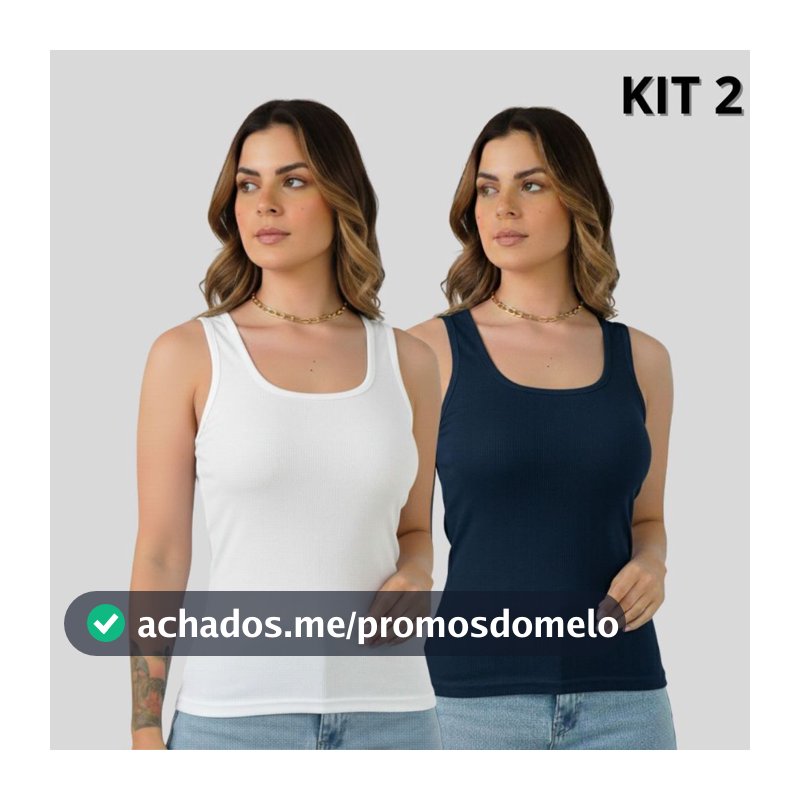Kit 2 Regata Ribana Feminina Algodão Versátil Para Todos Os Looks