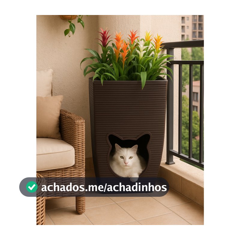 Vaso De Planta CatCave C/ Toca Casinha Cama Gato Pet Cat e Cachorro Pequeno 60x40 Cm + Almofada de Pelucia