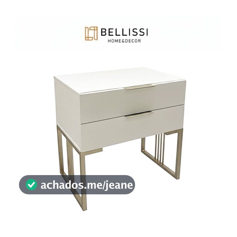 Criado mudo em MDF 15mm resistente com ferro 20mm dourado glamour