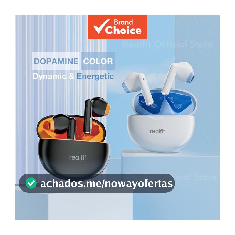 Fone de Ouvido Bluetooth Realfit F2 com Microfone, Fone de Ouvido Sem Fio com Cor Dopamina, Som Estéreo Excelente,
