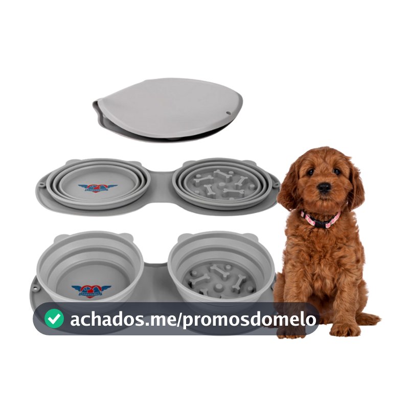 Comedouro Cachorro Duplo Para VIAGEM ou AVENTURA Compacto Fácil Limpeza Comedouro Gato Pet Bebedouro