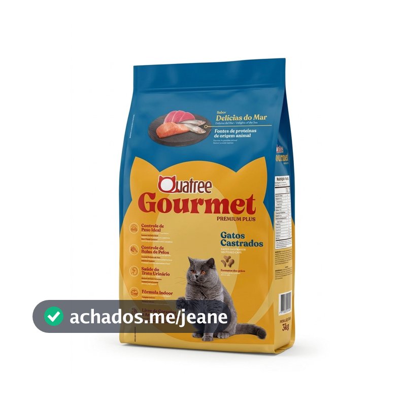 Ração Quatree Gourmet Gatos Castrados Delícias do Mar 10,1kg Premium Peixe Controle de Peso