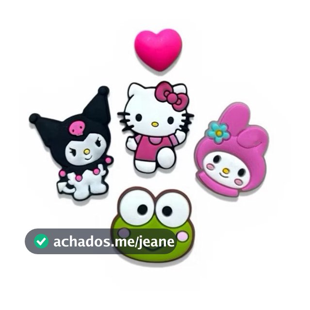 kit Pins Hello Kit  e Personagens | Acessório para Babuche | Kuromi, My Melody e Keroppi