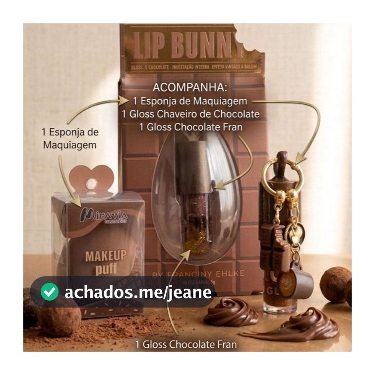 Kit Gloss Chocolate  + Gloss Chaveiro + Esponja Maquiagem Lip Gloss Brilho Hidratante