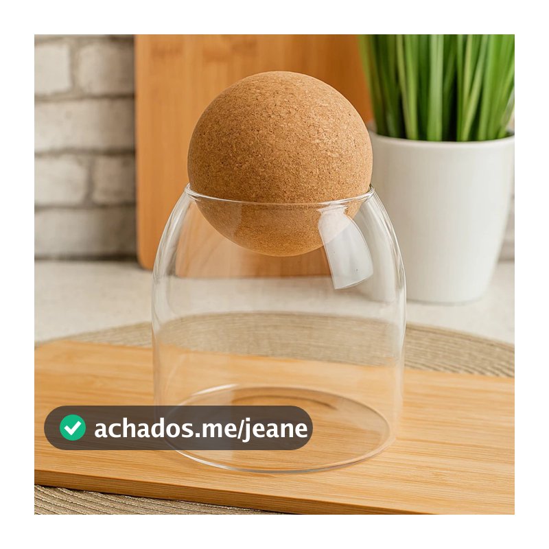 Pote De Vidro  Tampa Esfera De Rolha Cortiça Condimentos Organizador 450ML OU 700ML