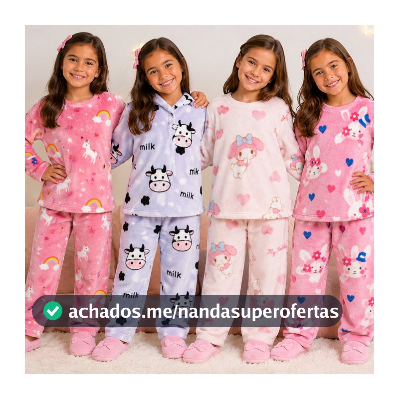 Pijama Infantil Peluciado Soft Fleece Longo Inverno menino menina estampado