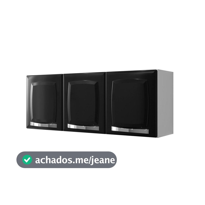 Armário Aereo de cozinha Itatiaia Rose com 3 portas cor Preto -  ARM-105