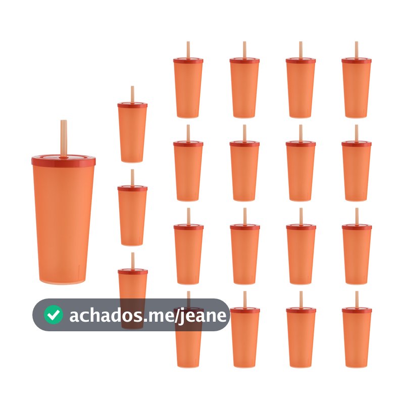 Copo de Acrilico Com Canudo 600ml 20pçs Life Cup Resistente