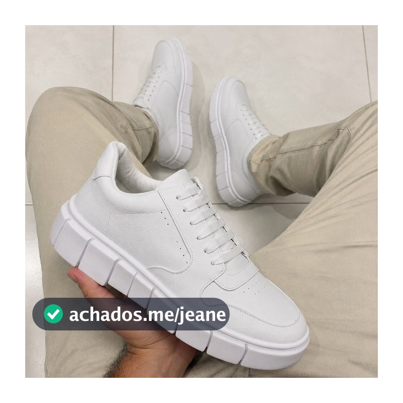 Tenis Casual Masculino sneakers Moderno Branco Sola Alta Tratorada Lançamento