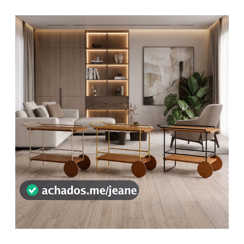 CARRINHO BAR BUFFET DECORATIVO MODERNO COR CHAMPANHE DOURADO OU PRETO EXCLUSIVO GRANDE 1 UNIDADE