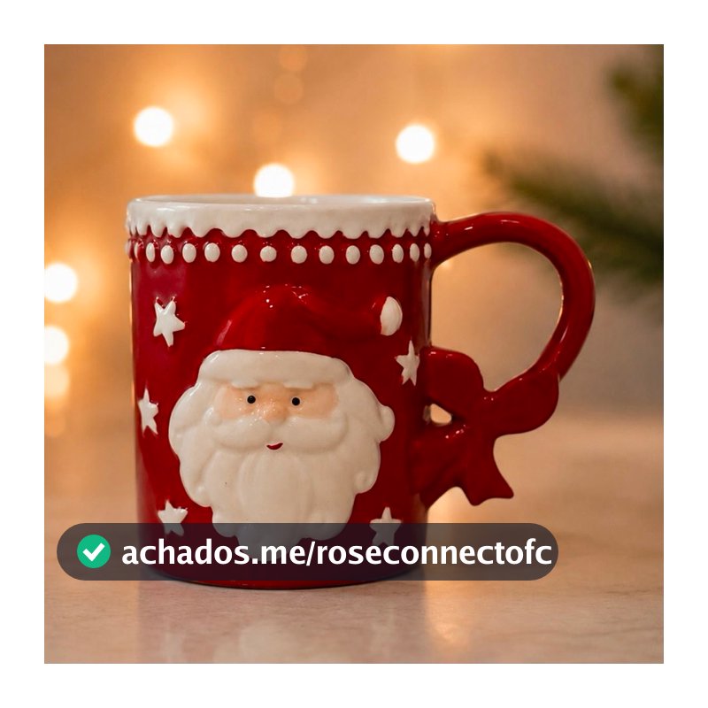 Caneca Natalina De Porcelana 400ml Xícara De Natal Papai Noel