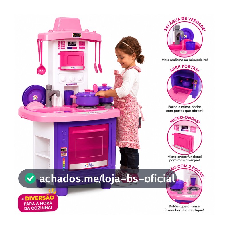 Kit Cozinha Infantil De Brinquedo Completa Sai Água de Verdade Cozinha de Brinquedos para Menina