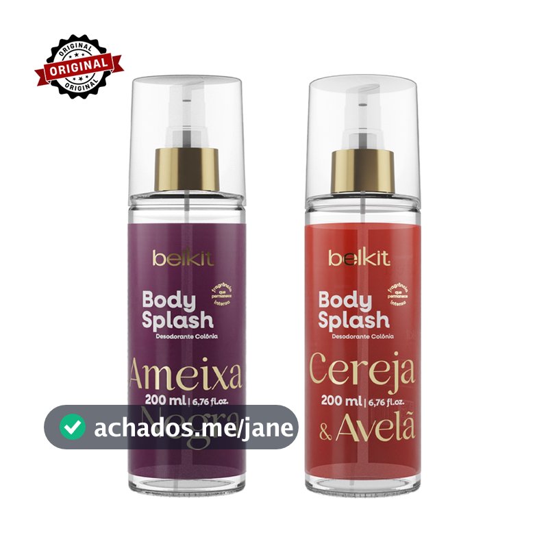 Kit 2 Body Splash Ameixa Negra, Maracujá, ou Uva Merlot Cereja 200ml BELKIT Alta Projeção e Fixação