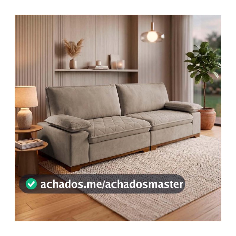 Sofá Living Siberian 2,50m Bouclê Marrom Braço Reclinável - King House