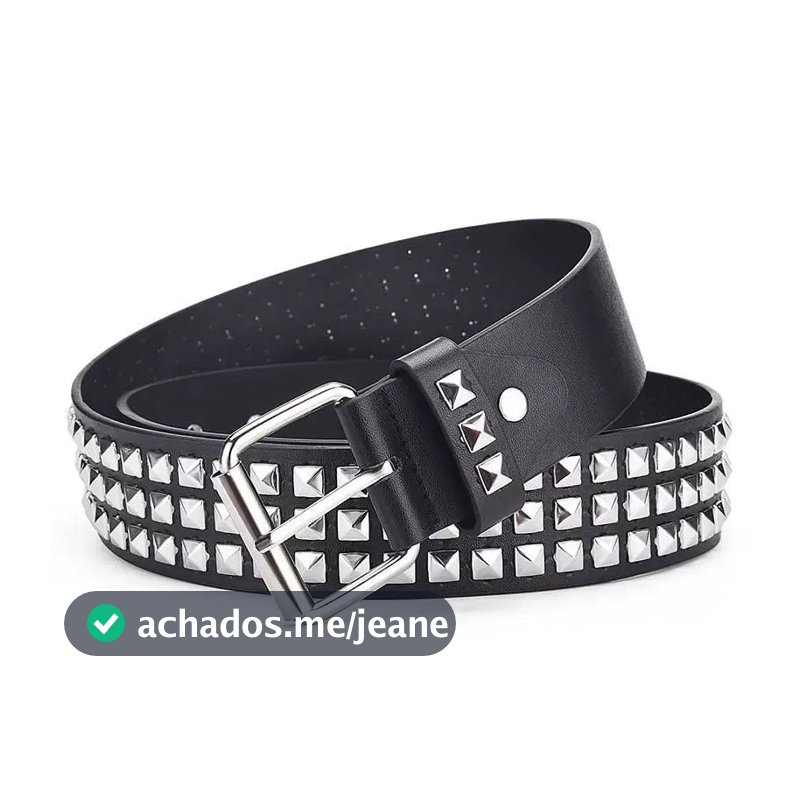 Cinto Unissex De Cintura Decorado Com Lantejoulas Prata Estilo Punk
