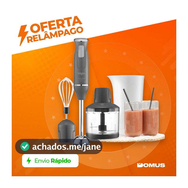 Mixer 3 em 1 Power Inox Lunar Elgin 600W Processador