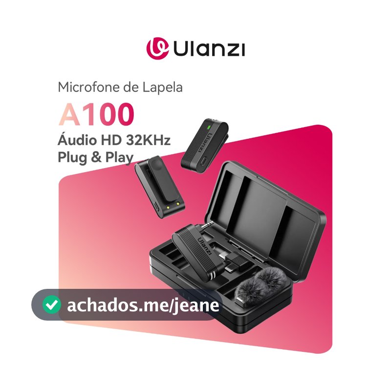 ULANZI A100 Microfone Sem Fio Lapela 32KHz Profissional Para Smartphone Type-C / Lightning