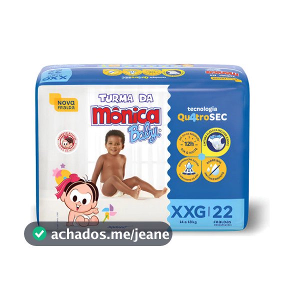 Fralda Infantil Turma Da Mônica Baby Xxg 22 Unidades