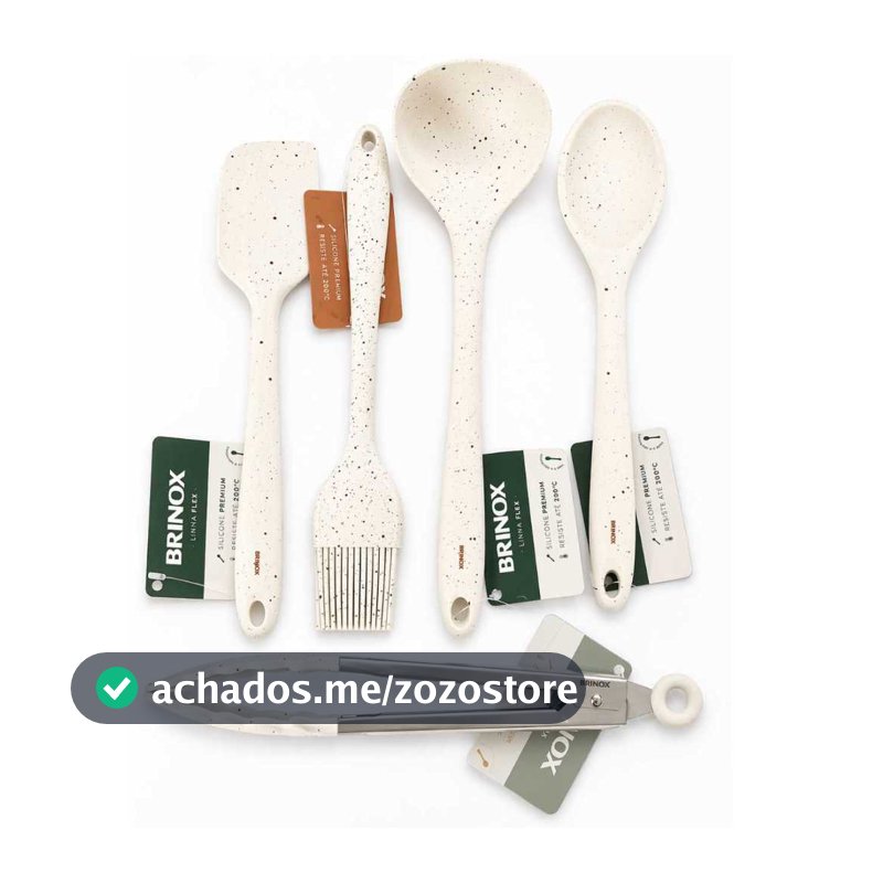 Utensílios Individuais Cozinha Silicone Premium Brinox Flex Espátula Colher Pegador Concha Pincel