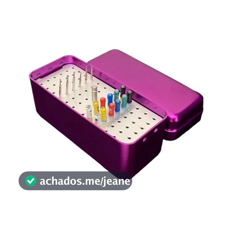 Estojo Inox Porta Limas Odontológicas Autoclavável Roxo Azul Cinza