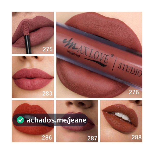 Batom Matte Líquido 24  30 48 horas Max Love Escolha as Cores Promoção Batons Vinho Vermelho Rosa Nude