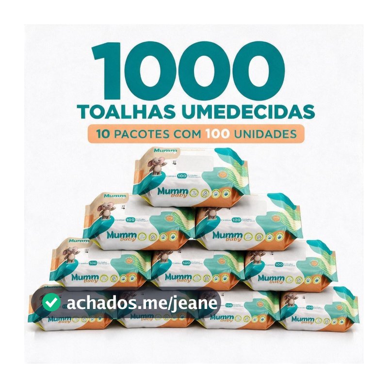Caixa com 10 Lenços/Toalhas Umedecidas Mumm Baby c/ 100 Unidades Cada