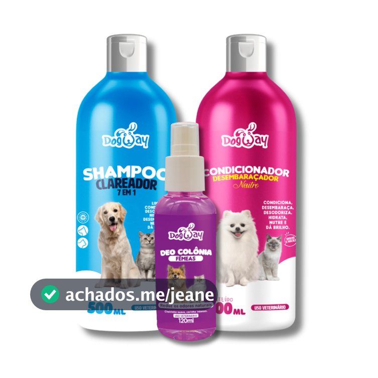 Kit Shampoo 7 em 1 e Condicionador Neutro e Deo Colônia para Cães e Gatos