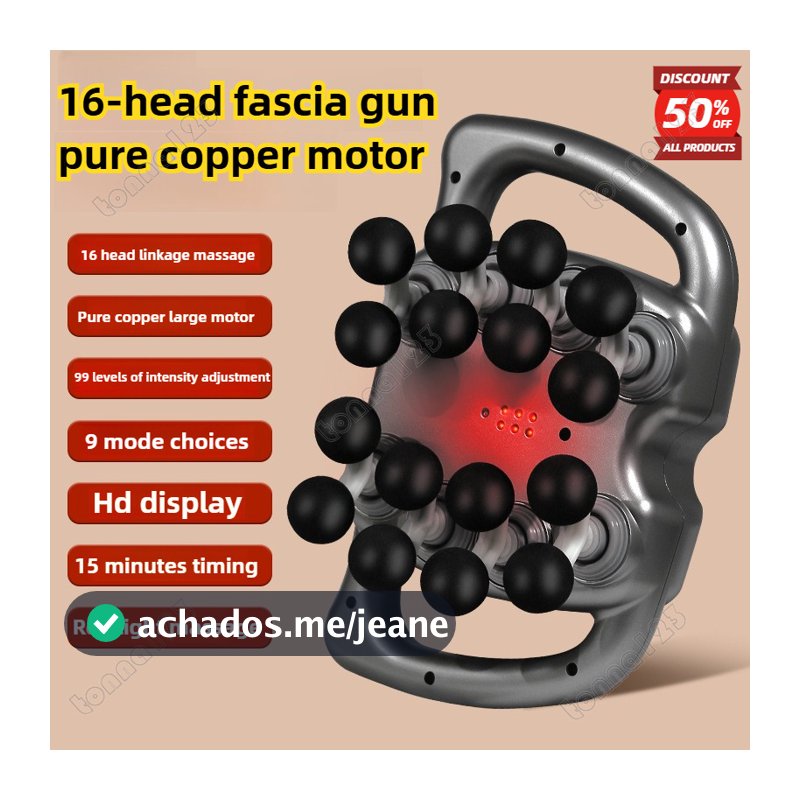 Pistola De Fáscia De 16 Cabeças , Vibração De Alta Frequência , Massagem Corporal , Massageador De Costas E Cintura , Pe