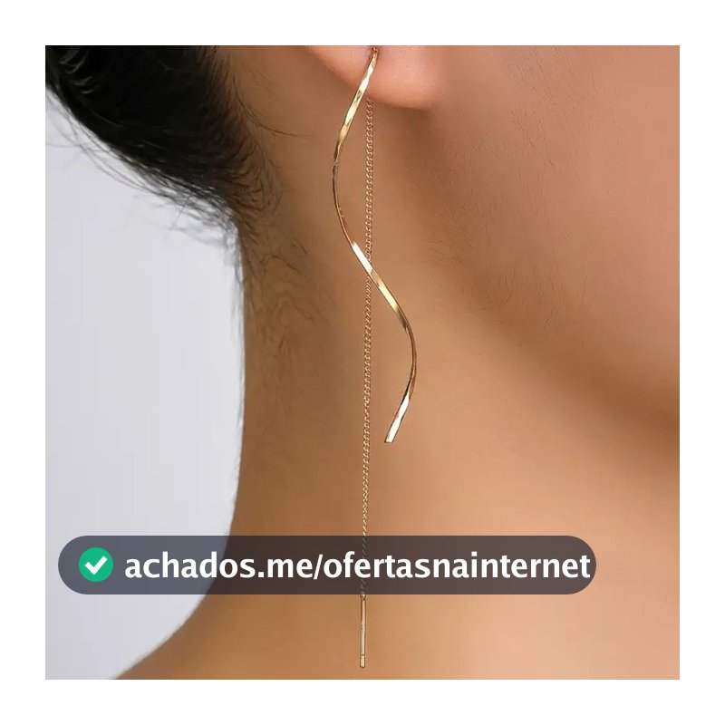 Brinco espiral dourado corrente Banhado A Ouro 18k A prata 925
