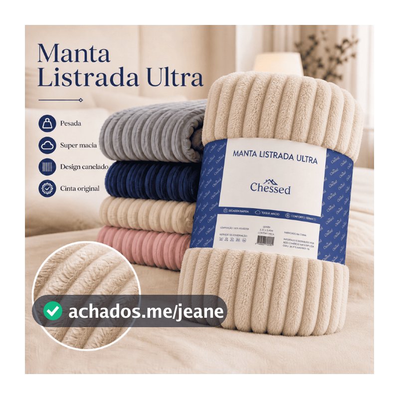 Manta Canelada Fleece Macia Cobertor Sofá Cama Leve Presente Casal /Queen