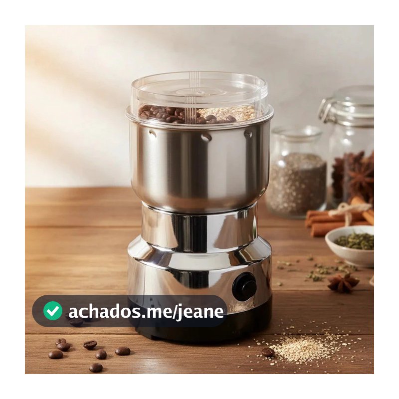 Moedor Elérico Multifuncional de Café e Especiarias 110V  Aço Inoxidável 4 Lâminas