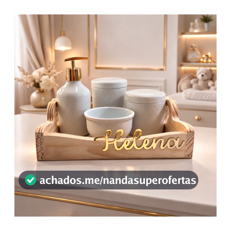 Kit Higiene Bebê Porcelana Personalizado Com Nome Luxo Menino Menina Acrílico