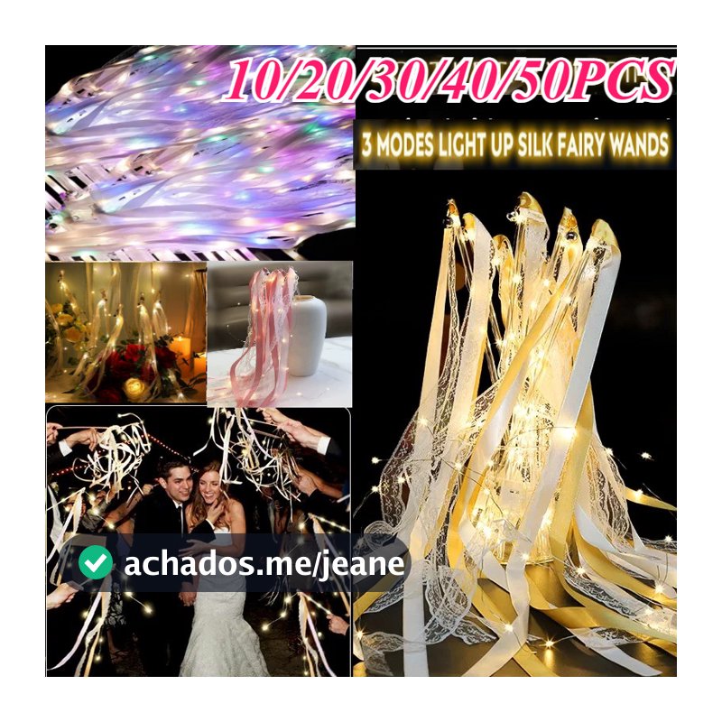 50 Unidades LED Acende Varinhas De Casamento Com Brilho De Fada Bastão RGB/De Seda Branca Quente Sino Para Lembrancinhas
