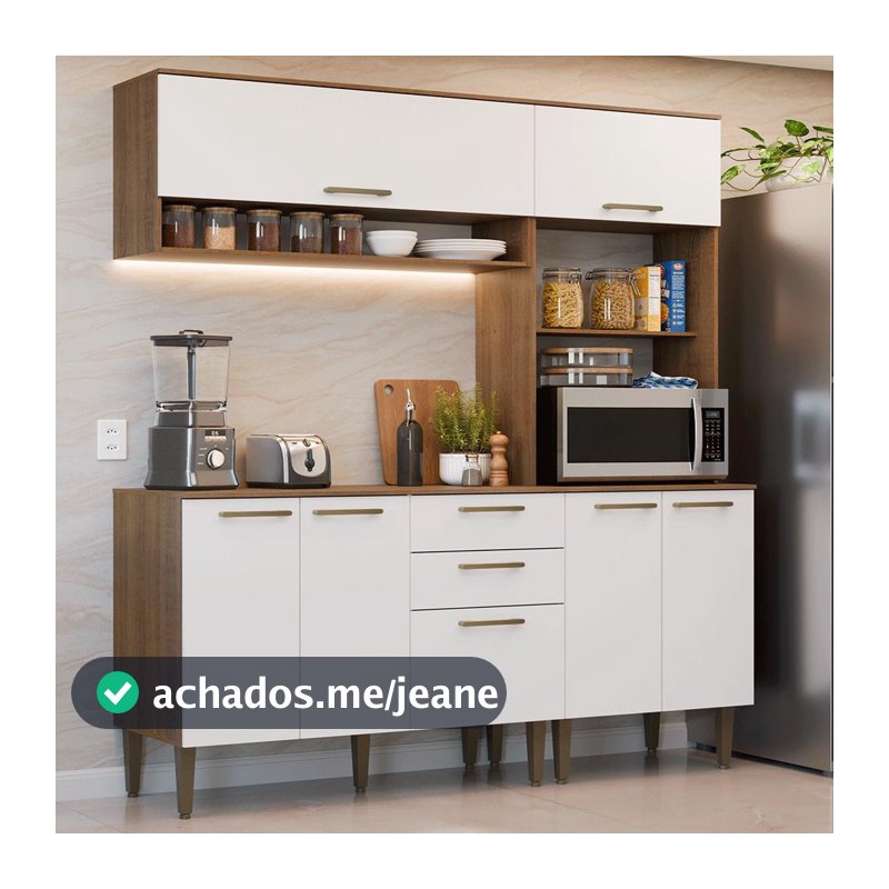Armário de Cozinha Completa 165 cm Rustic/Branco Lille Madesa 01