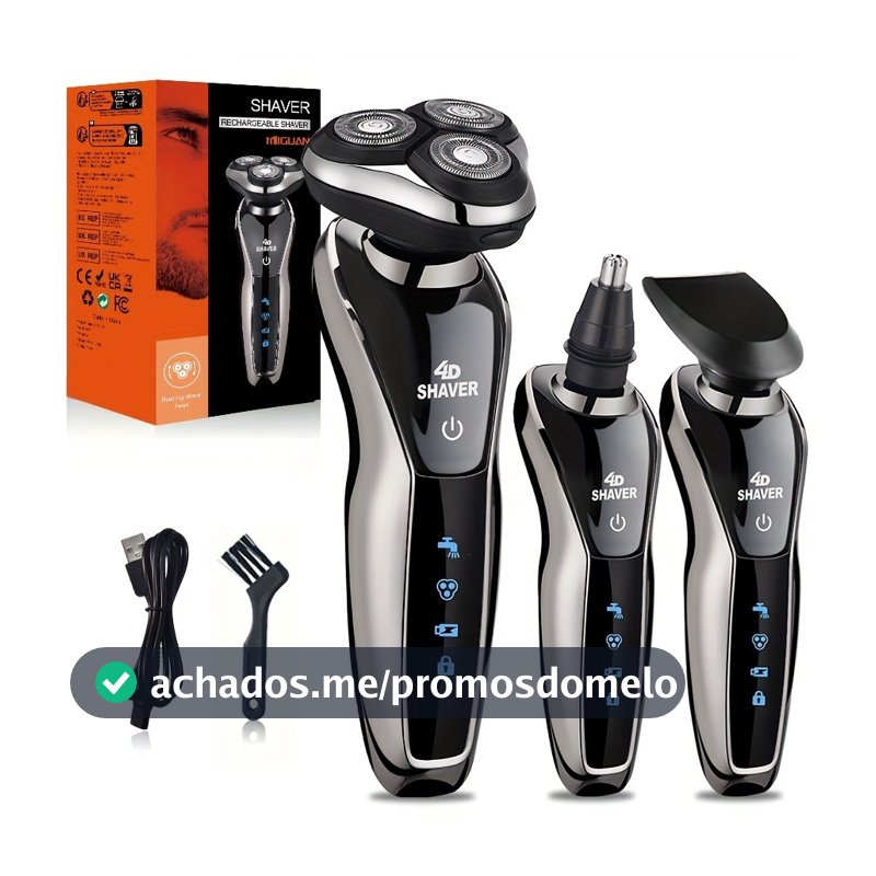 Barbeador Elétrico Masculino , Aparador De Pêlos Do Nariz 3 Em 1 , Navalha Portátil Recarregável USB Com Lâmina Flutuant