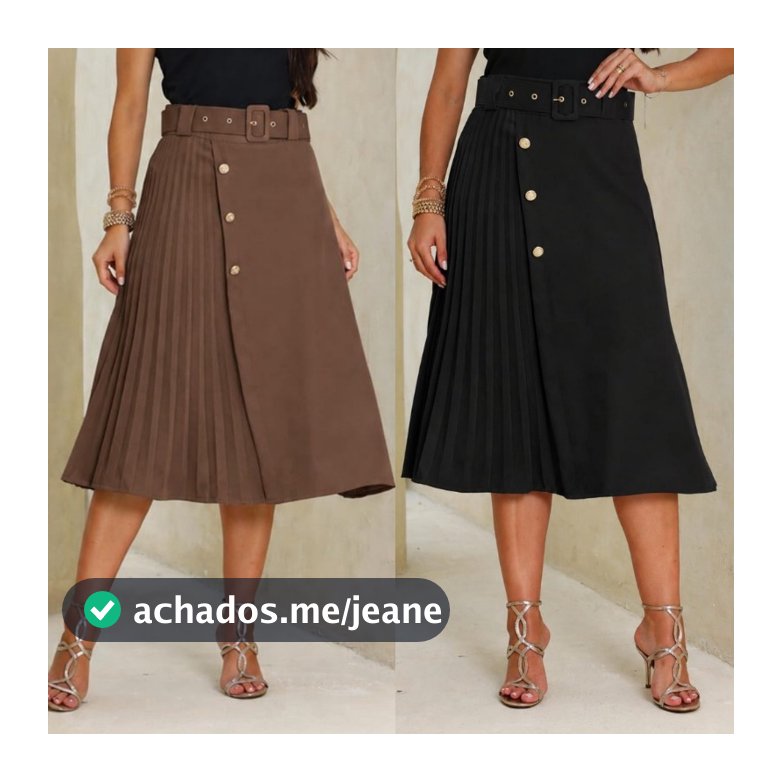 SAIA MIDI SOCIAL FEMININA MODA ALFAIATERIA PLISSADA COM CINTO FORRADO - COM BOTÕES ESTILOSOS MODA ENVANGELICA